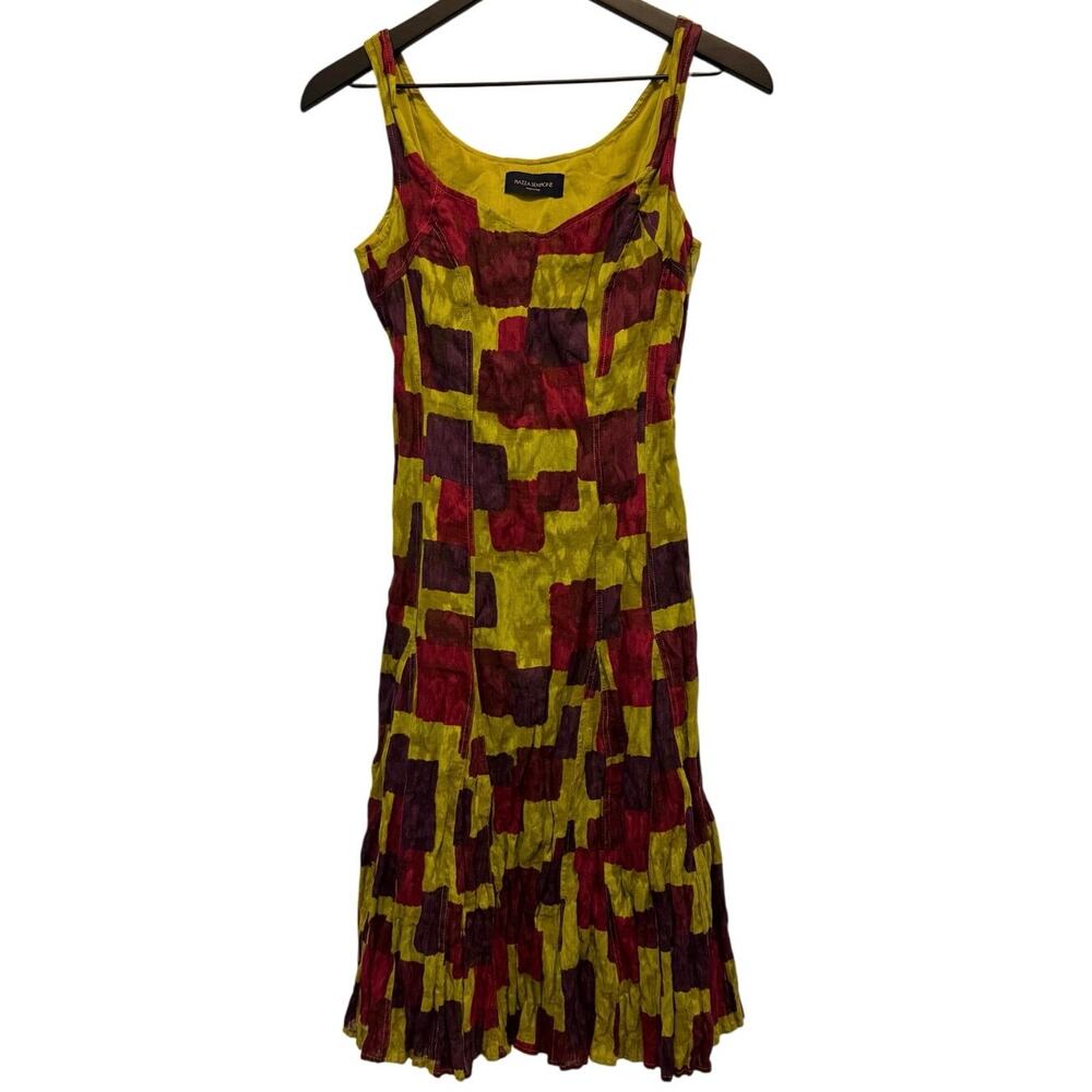 Piazza Sempione Women's Multicolor Abstract Print Sleeveless Midi Dress Sz IT 40